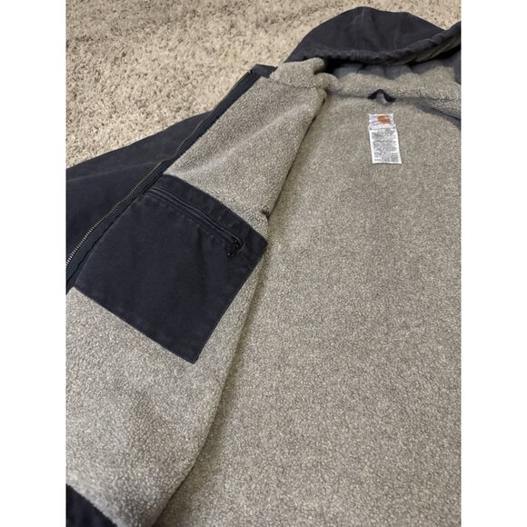 CARHARTT Washed Gray Duck Sherpa Lined Jacket Hoodie Outdoor Utility Workwear XL - Picture 12 of 15